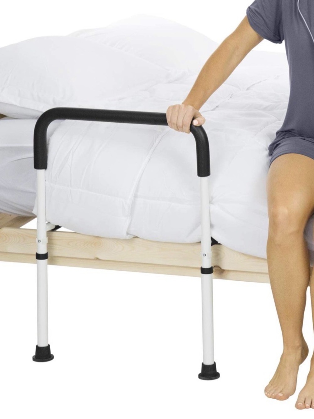 Universal Bed Assist Rail - White Frame with Black Handle